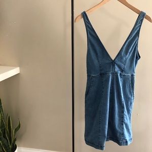 Deep V Denim Dress